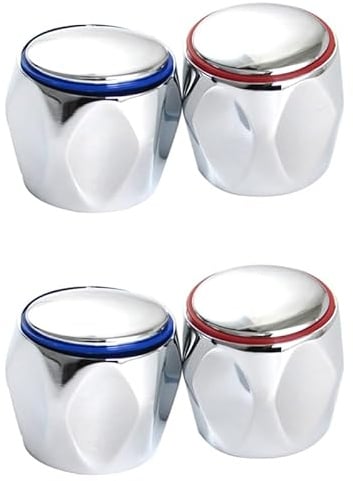 Sewroro 2 Sätze Ersatz Wasserhahn Griffknauf Abs Kunststoff Teilig Rote Blaue Ringe für Küchen und Badarmaturen Installieren Langlebig und Robust