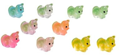 Gissroys Lot de 10 petites souris en résine multicolores qui brillent dans la collection sombre pour maisons de poupée et petits jardins statues de couleurs vives