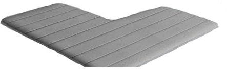 Tapis de sol en flanelle rayé en forme de L pour salle de bain, tapis de douche absorbant pour angle droit, tapis de toilette (Gris clair, 120x120x45 cm)