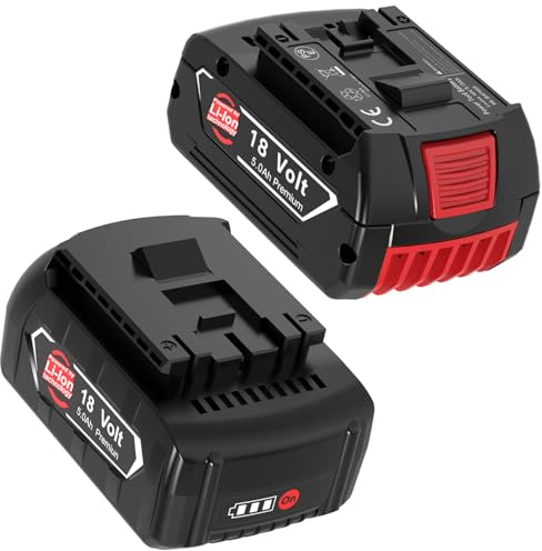 2 pièces Exemoro 18V 5,0Ah Li-ION Batterie de Rechange pour Bosch BAT610G Batterie 18V Compatible BAT609G BAT618G BAT619G BAT622 BAT612 Outils sans Fil