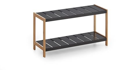 xonox.home – Schuhregal klein 70x36x26 cm in Schwarz und Artisan Eiche Nachbildung – Flurschrank mit offenem Fach für ca. 8 Paar Schuhe – Kompakt, modern & geradlinig