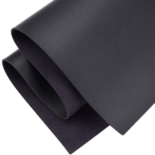 CALFOVERA 60.3 x 33.1cm Makellose Quadratische Lederstücke Kunstleder Litschi Werkzeug PU Lederplatte Einfarbige Synthetische Stoffrolle Für DIY Ohrringe Schleifen Bastelarbeiten (Schwarz)