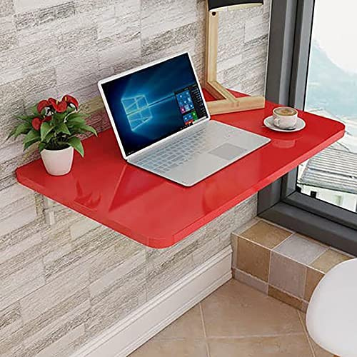 Roter Wand-Tisch mit Blättern – kompakter klappbarer Esstisch für Zuhause, Büro, Küche – platzsparender Wandtisch, 40 x 30 cm, ideal für kleine Räume