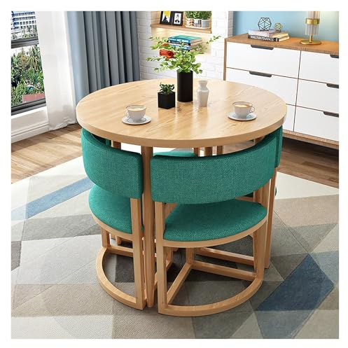 Modernes dunkelgrünes, rundes Esstisch-Set für 4 stilvolle Konferenzräume und lässiger Couchtisch mit Stühlen, perfekt für Küche, Büro, Wohnzimmer und Wohnung