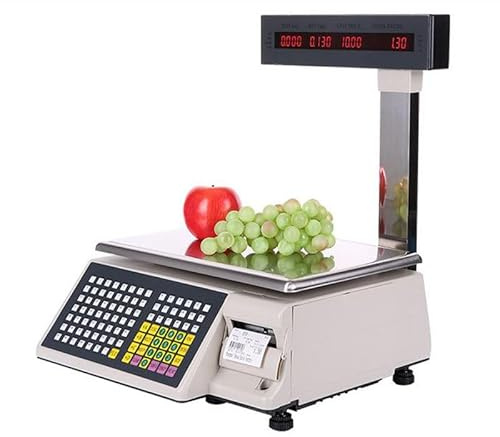 Lakenbroade Balance avec imprimante d'étiquettes, Balance Commerciale à Codes-Barres, Balance Alimentaire avec imprimante d'étiquettes et de Tickets de Caisse, Balance électronique 66lb/30kg
