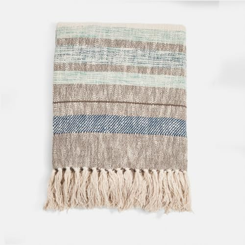 Loberon Plaid Maresas, beige/blau