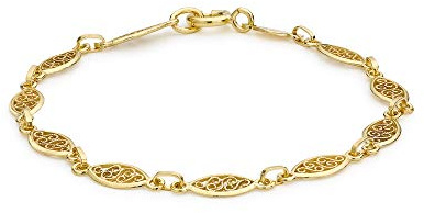 CARISSIMA Women's 9 ct Yellow Gold Filigree Oval Bracelet of Length 18 cm/7 inch