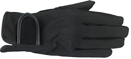 HORZE Reithandschuhe Aus Kunstleder Und Baumwolle, Dehnbarer Stoff, Sicherer Grip, Klassische Reithandschuhe, Größe XS-XL, Weiß, Schwarz, Schwarz, L