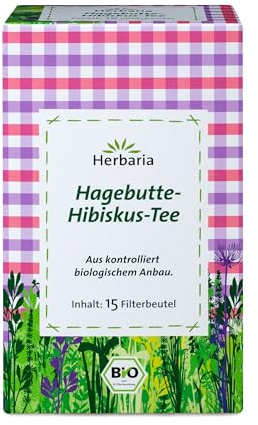 Herbaria Hagebutte-Hibiskus-Tee 15FB, 2er Pack (2 x 30 g) - Bio
