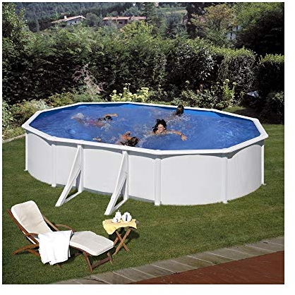 Piscina acero ovalada filtro arena 610x375x120 cm blanca