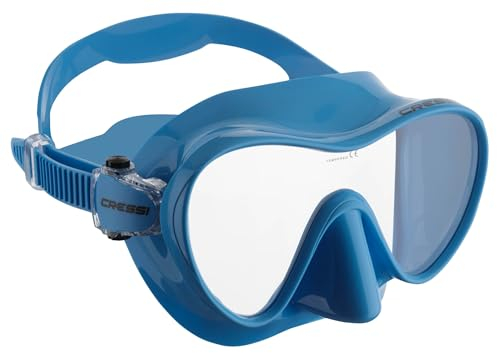 Cressi F1 Mask - Rahmenlose Maske zum Tauchen und Schnorcheln, Blau, Kleine Größe, Unisex für Erwachsene/Junioren