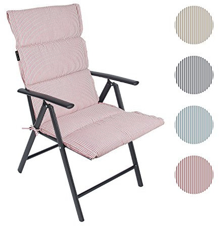 Ommda Hochlehner Sitzauflagen für Gartenmöbel Weich Baumwolle Hochlehner Auflage zu Stapelsessel mit Bindungen Rosa Streifen 120x50cm