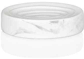 Andrea Hose Porte-Savon en céramique Effet marbre Blanc 13 x 9 x 3 cm