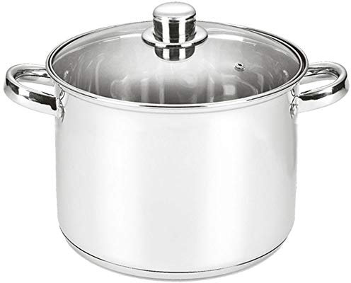 Michelino Edelstahl Kochtopf mit 3-schichtigem Alu-Thermoboden, Silber (13 Liter)