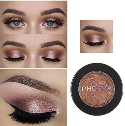 PHOERA Super Vibrant Ultra-Metallic Eyeshadow Long Lasting Waterproof Shimmer High Pigment Glitter Eye Shadow Palette Cosmetic Makeup AQUAPURITY - (104 NICOLE)