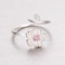 Damen 925 Sterling Silber Luxus Ringe, Silber Sakura Blume Verstellbarer Ring Kirschblüten Pink Zircon Ring Schmuck School Style Handmade Einzigartig Luxuriösen Charme