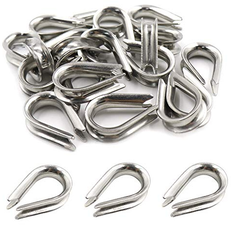 PHITUODA M5 Stainless Steel Thimble for 5/32 - 3/16 Dia Wire Rope Cable Thimbles Rigging-20pcs