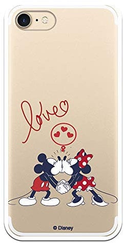 iPhone 7 Case - iPhone 8 - iPhone SE 2020 Official Disney Classics Mickey and Minnie Love to Protect Your Mobile Phone Flexible Silicone Apple Case with Official Disney License.