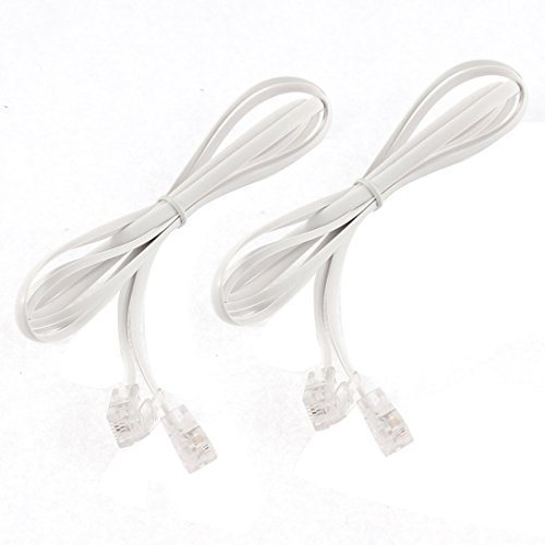 N/A 3.3Ft 1 m 6P2C Telephone Extension Line Cable 2 Pieces White