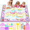 Nabance Malmatte mit Wasserstift Wasser Matte Doodle 120 * 90cm Wassermalmatte Super Groß XXL Drawing Matte mit 3 Wasserstift 9 Stempelset Aufbewahrungstasche Geburtstag Geschenke für Kinder