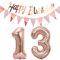 Luftballons 13.geburtstag deko rosegold+Happy Birthday Girlande +Wimpelkette 40Zahlen Ballon 13 Luftballons 13 Jahre Geburtstag Dekoration Mädchen Geburtstagdeko13 Geburtstag deko rosegold set(13)