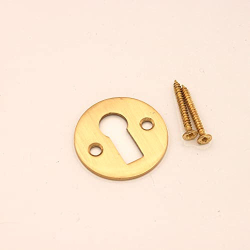 Victorian Standard Profile Open Key Hole Door Lock Plate Cover Escutcheon Lock Security Key Hole Cover in Various Finishes (Satin Brass)