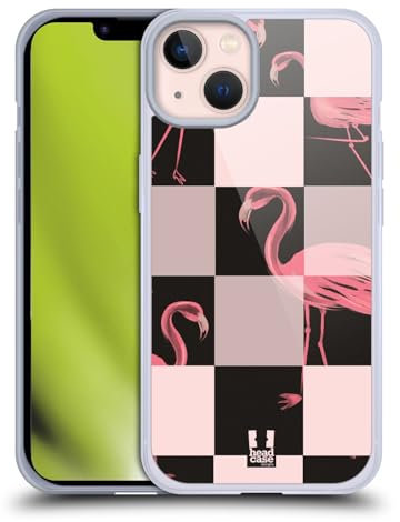 Head Case Designs Fenicottero Nero E Rosa Custodia Cover in Morbido Gel Compatibile con Apple iPhone 13