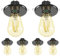 ledscom.de 6 Stück E27 Porzellan Decken-Einbauleuchte TELA, rund, schwarz, 99mm, inkl. LED Vintage gold max. 814lm extra-warmweiß 3-Stufen