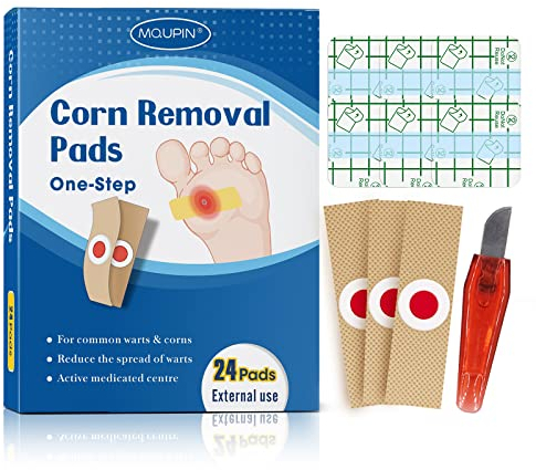 MQUPIN Verrugas, Corn Remover, Eliminar Verrugas, Removedor de Verrugas, Removedor de Maíz, Wart Remover Anti Verrugas Tratamiento para Quitar Verrugas Comunes, Plantares, Maíz y Callos (24pcs)