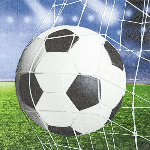 20 Servietten Fussball im Netz | Kinder | Kindergeburtstag | Junge | WM | EM | Tischdeko | Decoupage | Serviettentechnik 33x33cm