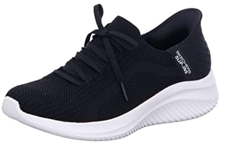 Skechers Baskets PathSneaker Ultra Flex 3.0 Brilliant pour Femme, Bordure Blanche en Tricot Noir., 36.5 EU