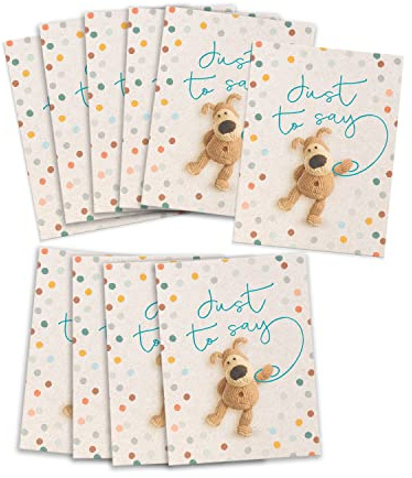 Boofle | Multipack of 10 Just to Say Cards | Cute Designs | Congratulations/Proud of You | Greeting Card | Her/Him | With Envelopes | 125 x 195 x 15 mm