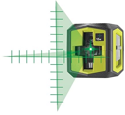 Ryobi RBCLLG2 Laser a Croce Color Verde, Livella Laser Autolivellante, con Filettatura da 1/4″, con Luce LED Inclusa