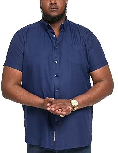D555 Men's Plus Size James Basic Oxford Short Sleeve Shirt in Navy 7XL
