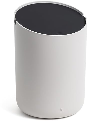 Kazai.® Mini-Kosmetikeimer 'Tove' - 1,5L | Exklusives Bad-Mülleimer Design aus Berlin | Rutschfest, inkl. Inneneimer und Smart-Beutelfunktion | Taupe (hell), Schwarz