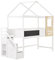 kubeier Kinderbett Etagenbett 200x90 cm Hausbett, Kinderbett, mit Treppe und Fenster, mit Lattenrost, Treppe mit 3 Schubladen, Vielseitiges Kiefernholz Spielbett für Jungen & Mädchen