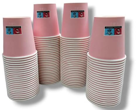 Terryshop74 Lot de 100 gobelets jetables en papier écologiques compatibles 180 ml pour boissons chaudes et froides Rose