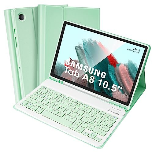 SOPPY Custodia per Tastiera Samsung Galaxy Tab A8, Italiano QWERTY, Custodia con Tastiera Rimovibile per Samsung Galaxy Tab A8 10,5 2022/2021 (SM-X200/X205/X207), Verde
