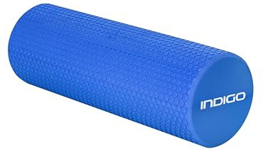 Foam Roller de Espuma Rulo Extra Largo Rodillo Redondo para Masajes Musculares, Fitness, Yoga y Pilates en Casa y Gimnasio EVA Liviano INDIGO 45 * 15 cm (Azul)