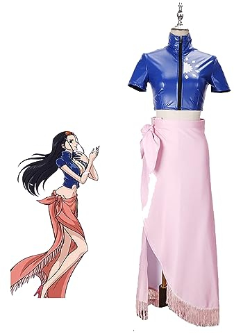 Shawla Anime Nico Robin Cosplay Kostüm Jacke Rock Anzug Uniform Komplettes Set Outfits,3XL-Blue