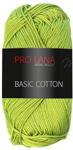 Frida's Wollhaus Pro Lana 50 g Basic Cotton Baumwolle Stricken Häkeln Wolle Basic-Garn 105 Farben (176 | Lindgrün)