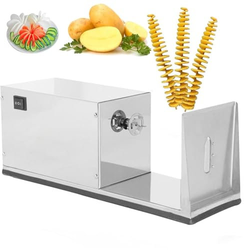 Cortador en Espiral de Patatas Fritas Tornado, Cortador eléctrico de Patatas Fritas de Acero Inoxidable, Cortador en Espiral, Cortador de Verduras para freír francés