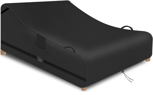 YMPPMKN Abdeckung für Sonnenliege 2 Personen, Schwerlast 600D Oxford Gewebe mit Schnallen und Kordelzug, Wasserdicht, Winddicht, UV-Beständiges Doppel-Sonnenliege Schutzhülle (Schwarz,210 * 160cm)