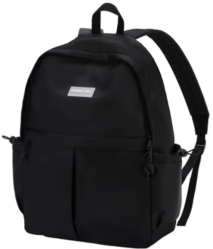 Chase Chic Schulrucksack Teenager，Rucksack Schule Damen Herren, Schulrucksack für Jugendliche Mädchen Jungen, Leichte Tagesrucksack 15,6 Zoll Rucksäcke für Reisen College（Schwarz）