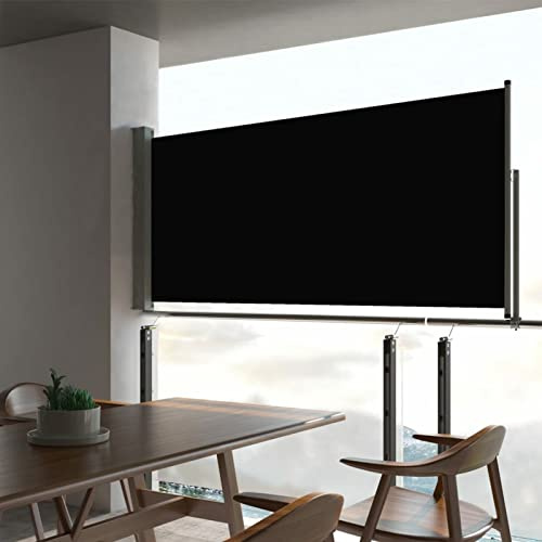 Kavolet Seitenmarkise Ausziehbare, Sichtschutz 60x300 cm Schwarz, Markisen Sonnenschutz, Blickdicht, Windschutz Wasserdicht Seitenzugmarkise, Seitenrollo für Balkon, Terrasse, Garten