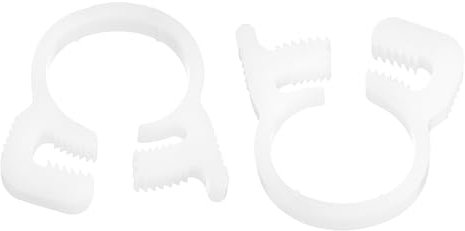 sourcing map 2 Pcs Double Snap Grip Hose Clamps, Plastic 11.4-12.4 Mm/0.45-0.49 Inches Inner Dia Adjustable Several Ratcheting Tubing Clamp for Home, White