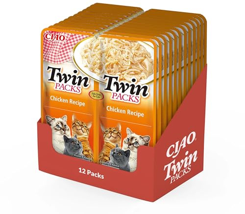 Ciao Twin Pack by INABA Wet Cat Food: Chicken Recipe in Chicken Broth (24 x 40g) / Grain-Free, Rich in Protein, Natural Ingredients, Delicious and Healthy, Side Dish, Complement, Wet Cat Food