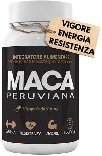 Maca Peruviana Pura – Estratto di Maca Nera Extra Forte Black Strong, Rossa e Gialla Andina in Capsule – Integratore Uomo e Donna per Energia, Vitalità, Fertilità e Libido (Maca)
