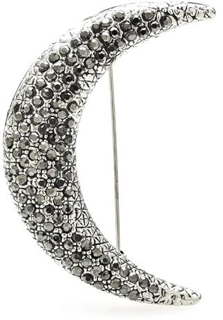 Broche vintage en forme de croissant de lune brillante pour femme Unisexe 4 couleurs, Métal Zinc Acrylique