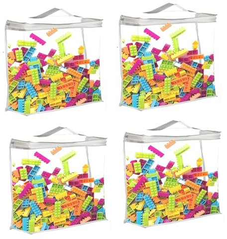 4 Pcs Toy Storage, Toy Storage Bags, Zip Bags For Toys,Toy Storage Bags with Zip, Waterproof Toy Storage Bags for Building Blocks Puzzle Dolls Balls Clothes Books, 40x30x10cm